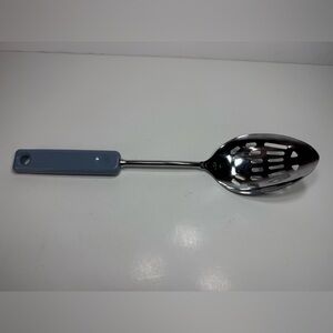 Vintage Ekco USA Blue Gray serving Spoon Handle Slotted Pierced